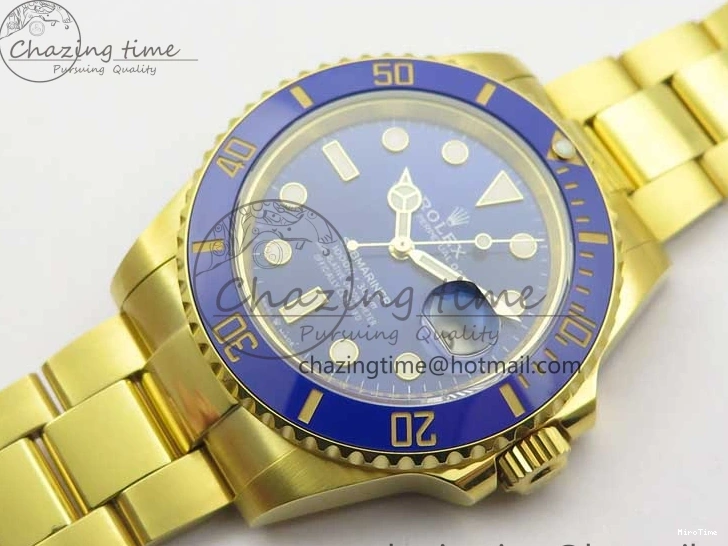MiroTime 1223 Unisex Submariner 41mm 126618 LB YG EWF Blue Dial on YG Bracelet A 2615